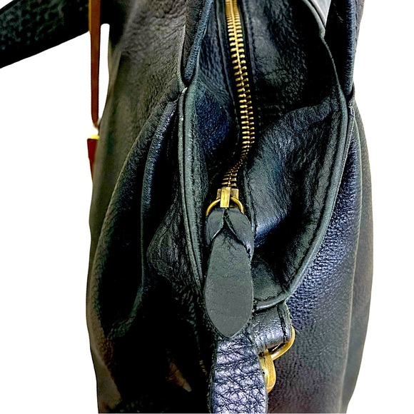 Sofia C Oversized Italian Leather Crossbody Tote Bag Black Boho Casual Slouchy - Picture 4 of 13